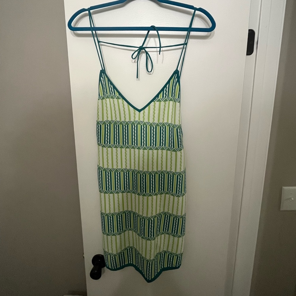 NWT- ZARA Mini Knit Dress- Green and White